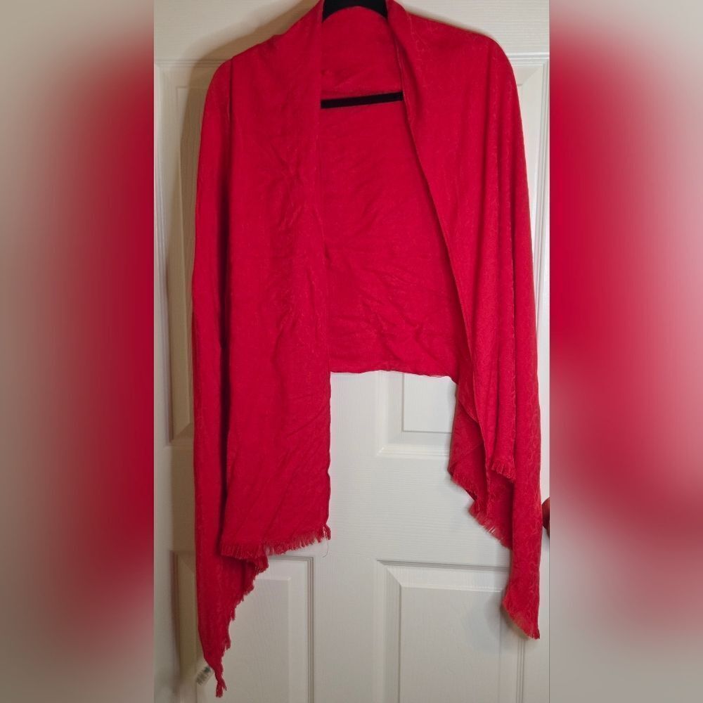 Calvin Klein Red 100% Viscose Brand Logo Print Women’s Scarf 70"×28"